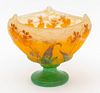 Daum Cameo Glass Footed Bowl with Iris Motif