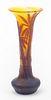 DeVez Cameo Glass Vase with Palm Tree Motif