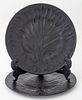 Lalique France Black Frosted Crystal Plate, 2