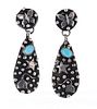 Amazing Navajo Pictorial Silver Turquoise Earrings