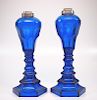 Pressed Arch Font oil/fluid lamps, pair