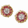 PAIR OF RUBY AND DIAMOND FLORAL CLUSTER EARRINGS