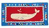Spouting Whale Hooked Rug with Signal Flag Border