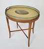 18th C. English Pontypool Paint Decorated Tole Tin Tray Side Table