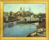 June Coolidge Oil on Canvas "Island Service Wharf", circa 1933