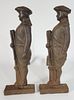 Antique Minuteman Revolutionary War Soldier Figural Cast Iron Andirons