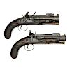 Pair Of British Blunderbuss Pistols With Folding Bayonets, Lot of Two