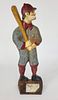 Large Vintage Painted Cast Iron Baseball Player Doorstop