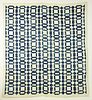 Antique Navy Blue and White Geometric Patchwork Quilt, 19th Century