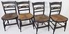 Set of Four Antique Rush Seat Hitchcock Dining Chairs, 19th Century