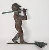 Vintage Figural Copper Animated Baseball Player Weathervane, late 20th Century