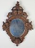 Diminutive Continental Rococo Cherub Carved Mirror, 19th Century