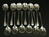 Set of Twelve Hanoverian Pattern Silver Plated Oval Soup Spoons