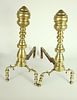 Pair of Period Brass Multi-Turned Andirons, 19th Century
