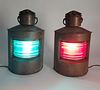 Pair of Vintage Copper Port and Starboard Nautical Ship's Lantern Lights