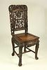 Chinese Carved Teakwood Side Chair, 19th Century