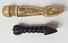 Two Antique 19th Century Whalebone and Exotic Wood Seam Rubbers