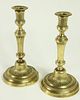 Pair of French Regency Fluted Brass Candlesticks, 19th Century