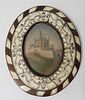Antique Miniature Bone and Wood Inlaid Oval Picture Frame