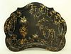French Mother of Pearl Inlaid and Hand Painted Papier Mache Serving Tray, 19th Century
