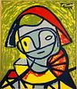 Mid Century Modern Serigraph After Pablo Picasso~ Harlequin~ 1945 