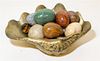 * Fourteen Turned Marble and Agate Eggs Height of largest egg 4 1/2 inches.