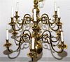 A Dutch Baroque Style Brass Twelve Light Chandelier Diameter 30 1/4 inches.