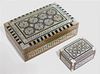 * Two Mother of Pearl Inlaid Table Boxes. Width of wider 8 inches.