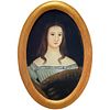 MINIATURE OVAL PORTRAIT OF A COUNTESS OIL PAINTING