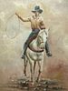 WILD WEST RODEO COWBOY OIL PAINTING