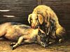 "COUNTRY FARM ANIMALS PIGS IN OUTHOUSE" OIL PAINTING