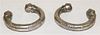 A Pair of Bedouin Silver Bangles Diameter of exterior 3 1/2 inches.