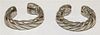 A Pair of Bedouin Silver Bangles Diameter of exterior 2 1/2 inches.