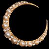 VICTORIAN PEARL AND DIAMOND CRESCENT BROOCH