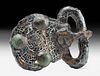 6th C. Frankish Iron Niello Belt Buckle, Bronze Rivets