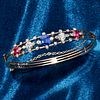 ANTIQUE DIAMOND, SAPPHIRE AND RUBY HINGED BANGLE,