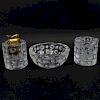 Three (3) Piece Lalique "Tokyo" Smoking Set. Includes, ashtray, urn and lighter