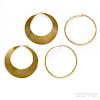 Two Pairs of 18kt Gold Earrings, Adelline