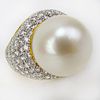 Large 17mm South Sea Pearl, Approx. 3.85 Carat Round Brilliant Cut Diamond and 18 Karat Yellow Gold Ring
