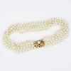 Vintage Four Strand 6mm Pearl Necklace with 14 Karat Yellow Gold Clasp