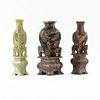 Grouping of Three (3) Chinese Carved Soapstone Single Gourd Vases