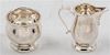 An English Silver-Plate Creamer and Sugar Set Height of first 3 1/2 inches.