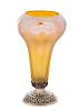 Sterling Mounted Tiffany Studios Gold Favrile Vase