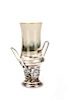 Victorian Silver & Hand Painted Glass Celery Vase