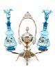 Victorian Silver & Glass Perfume Vanity Caddy Set