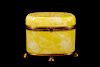 Yellow Spatter Glass Casket Box, Moser (attr)