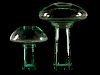 Pair of Green Blown Glass Mushroom Form Vases