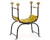 Hollywood Regency Wrought Iron Curule Bench