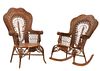 Pair, American Victorian His & Hers Wicker Chairs