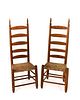 Pair of American Ladderback Caned Side Chairs